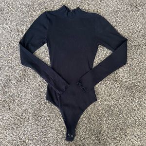 Mockneck, keyhole back, ribbed bodysuit
